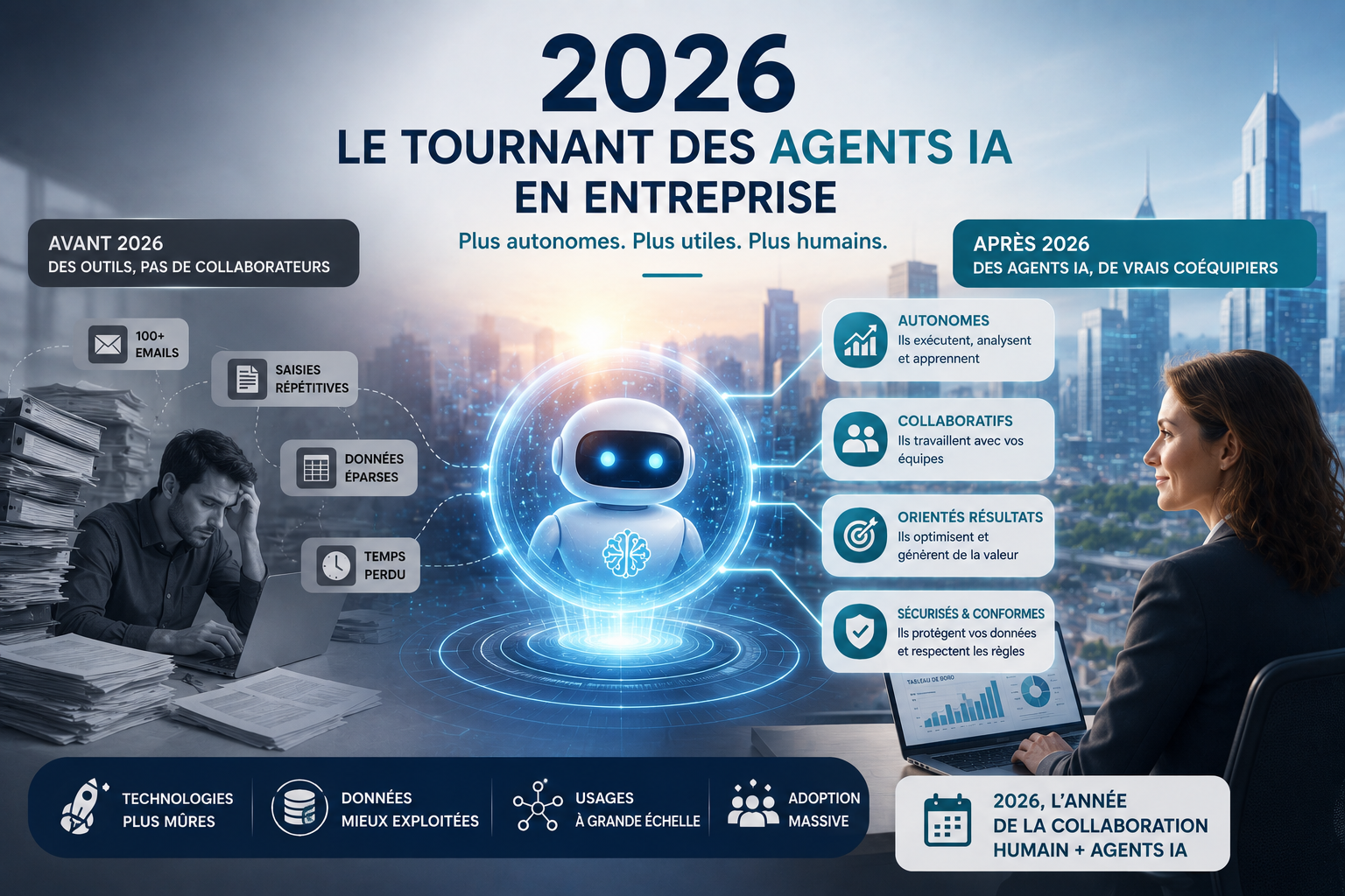 Agent IA en entreprise en 2026 : autonome, collaboratif, orienté résultats et conforme